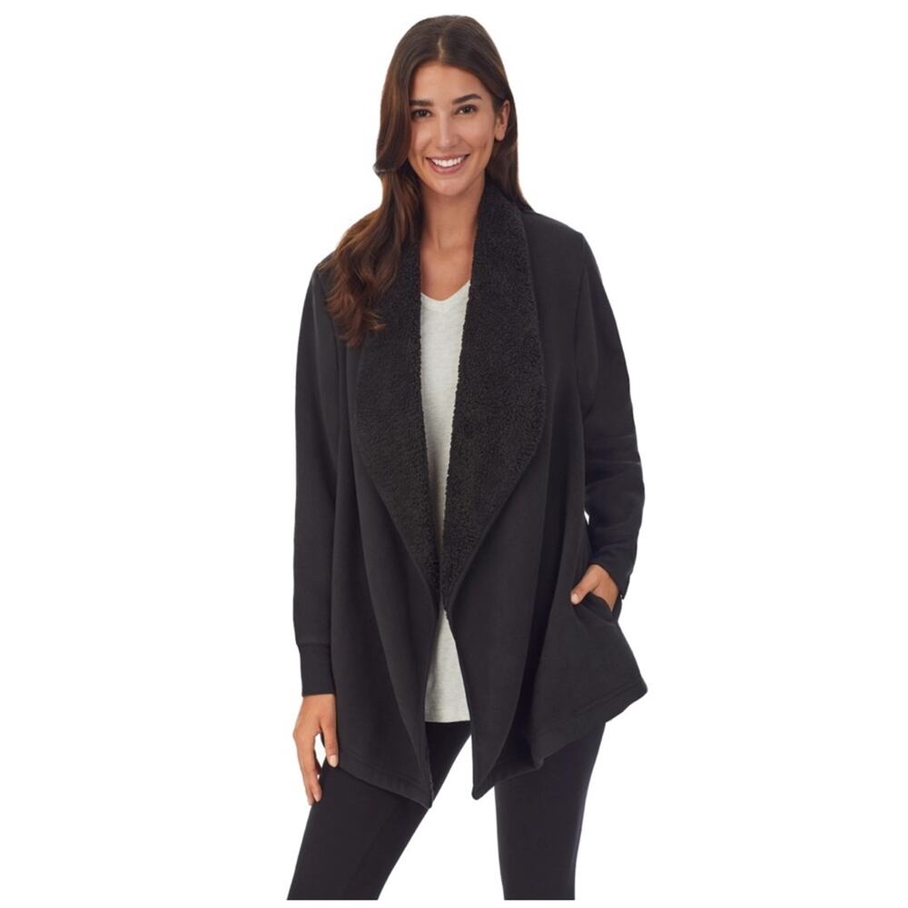 Women's Koolaburra by UGG Microfleece & Sherpa Open Cardigan Navy Large